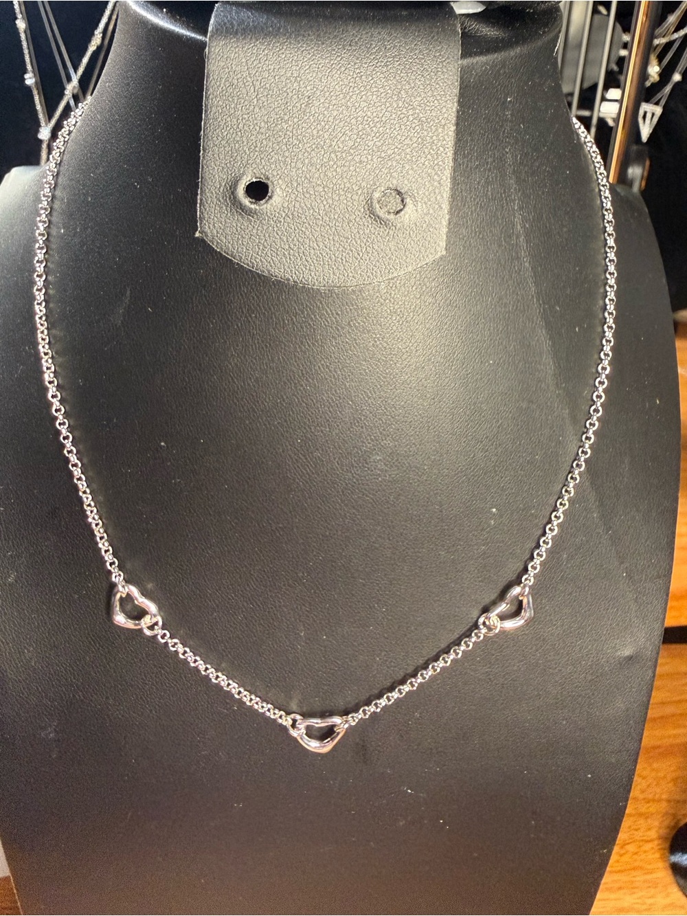 New Sterling Stamped 925 Silver Heart Link Necklace - Silver